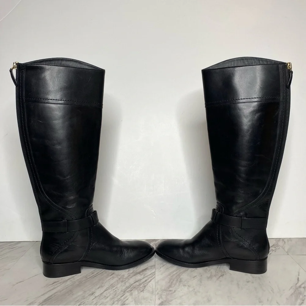 Tory Burch Adeline Black Leather Riding Boot 5M